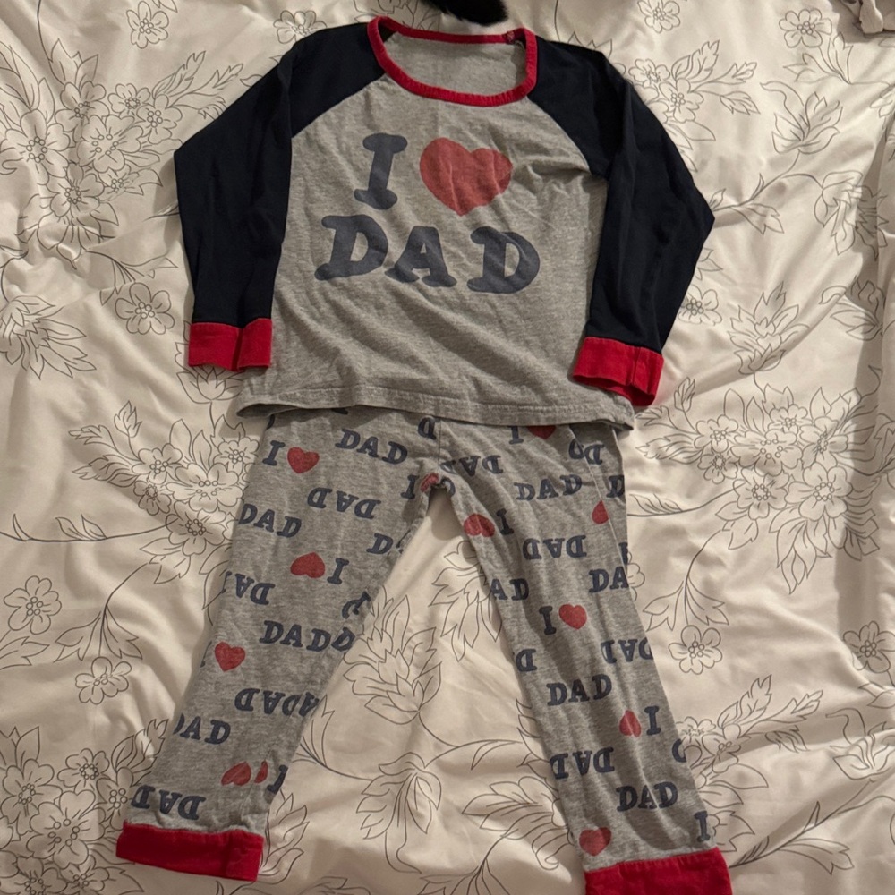 I Love Dad Gray and Red Kids Pajamas